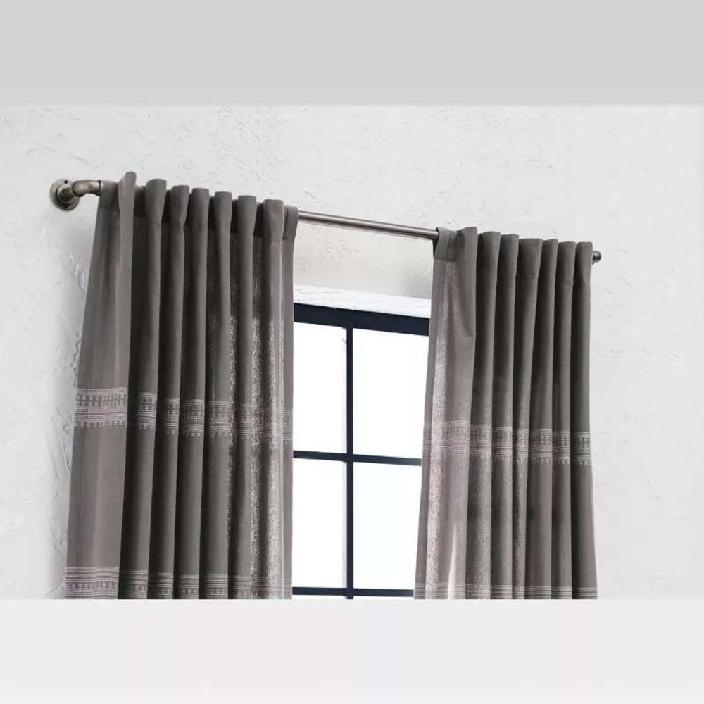 Threshold Curtain Rod Industrial Style French Pipe Antique Pewter 66-120 Inches